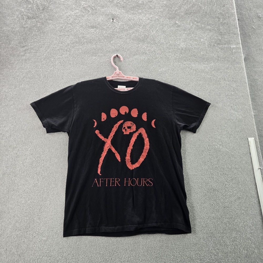 XO Men‎ Shirt L Black Graphic Print After Hours Band Tee Short Sleeve Logo